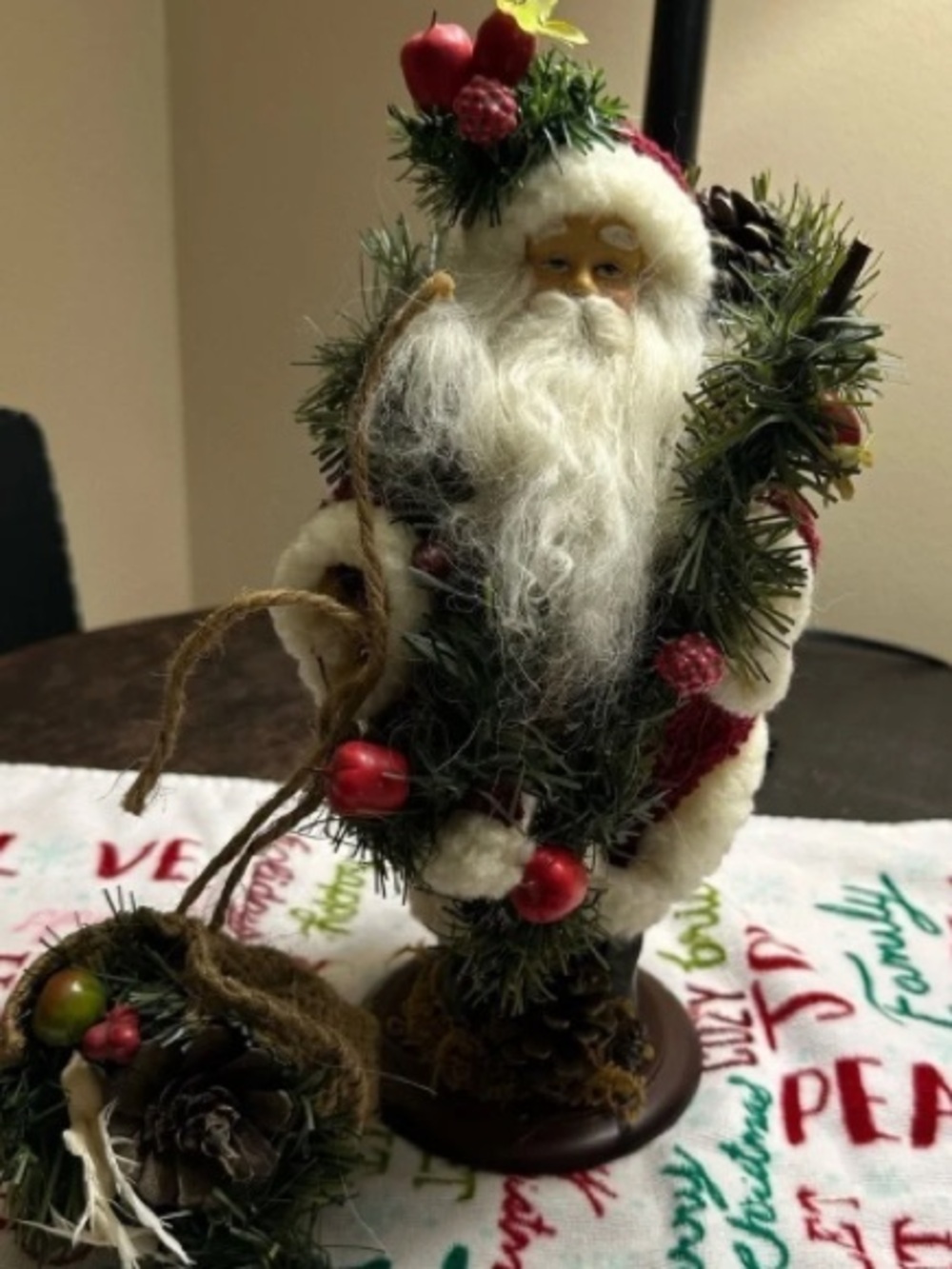 Festive Red and White Santa Garland Decor Figurine